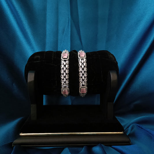 Beautiful Zircon AD Silver Bangles