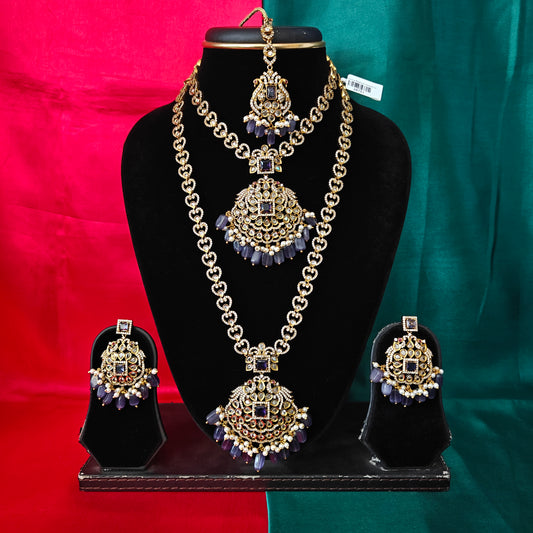 Beautiful Victorian Combo Set In Purple Beads