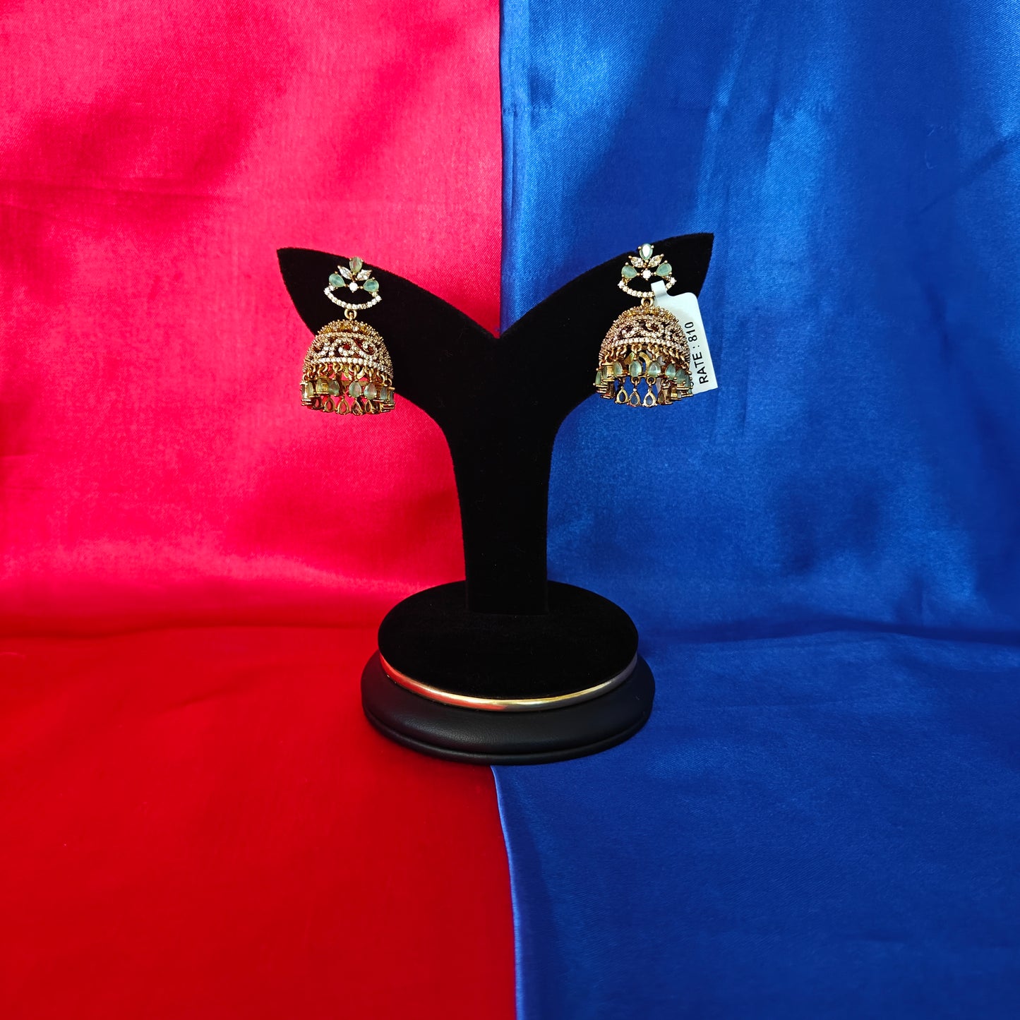 Beautiful Victorian Jhumki In Pista Green Stone