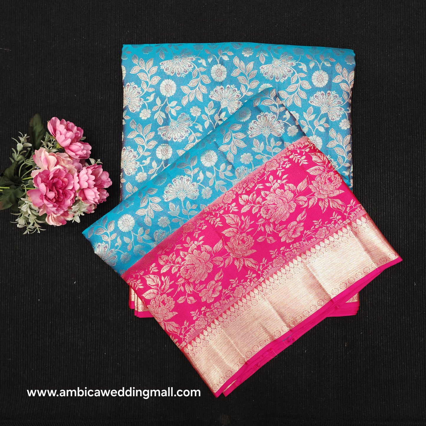 Handloom Pure Resham German Silver Zari Kanchi Pattu Saree