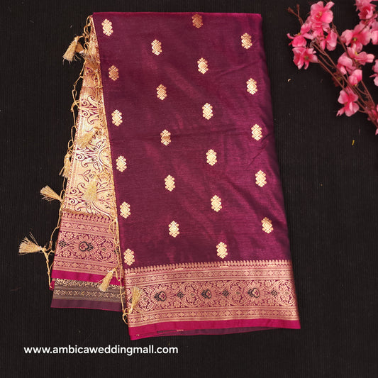 Semi Katan Banarasi Butta Saree - K1250