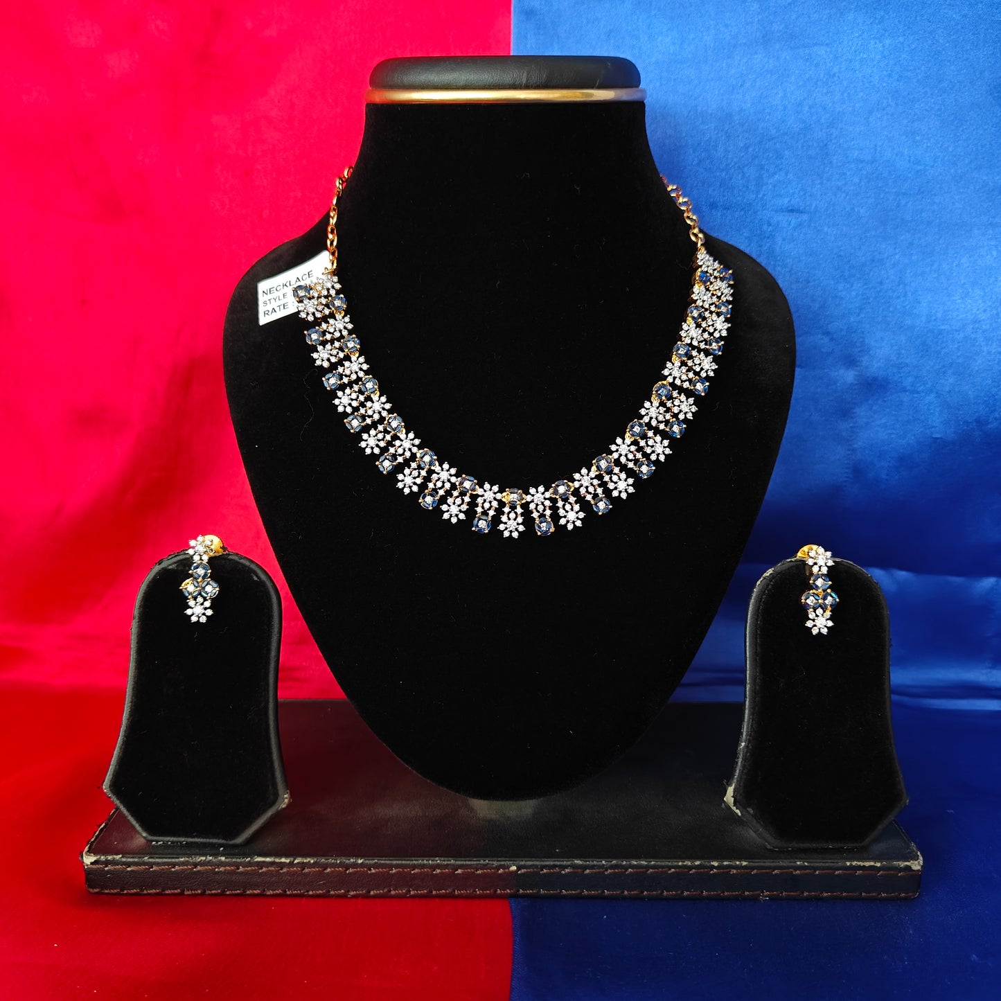 Beautiful GJ Short Necklace In Blue Stone