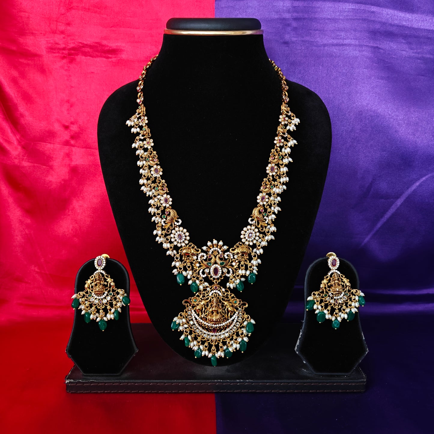 Beautiful Nakshi Long Necklace With Laxmi Idol