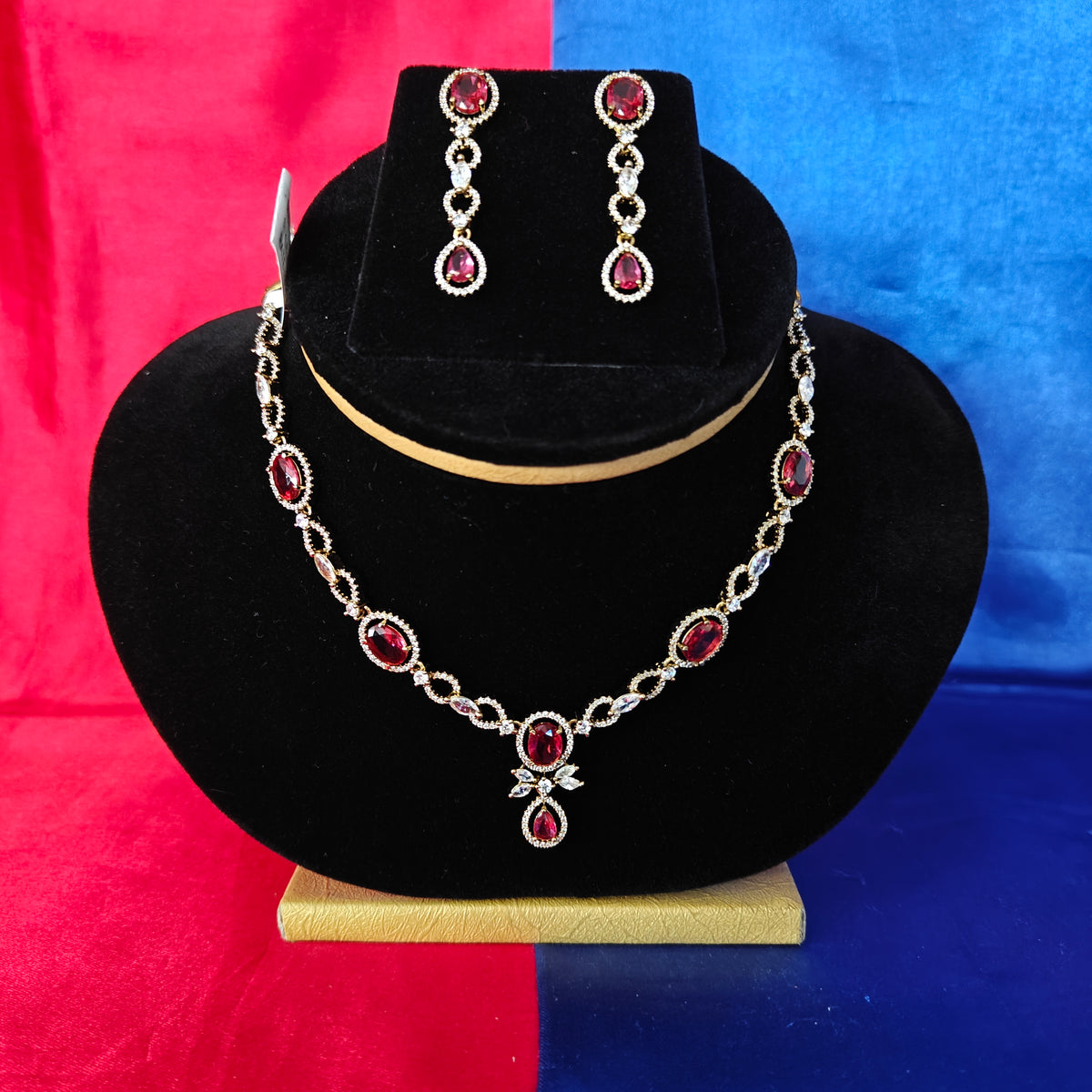Beautiful Mini Haaram In Maroon Stone