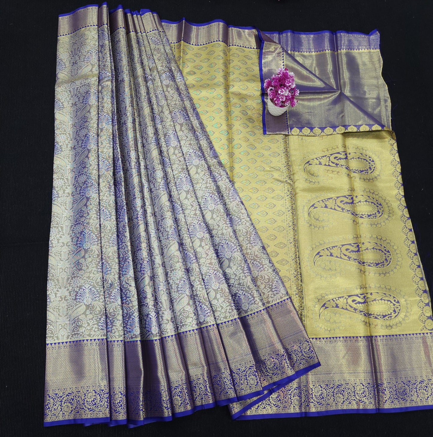 ✨️Semi Kanchi Pattu One Gram Gold Saree💫