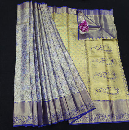 ✨️Semi Kanchi Pattu One Gram Gold Saree💫