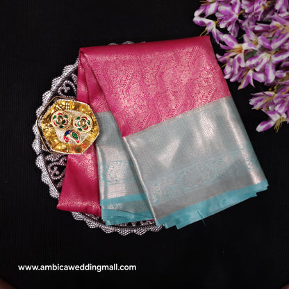 Resham Kanchi Pattu Contrast Border Saree