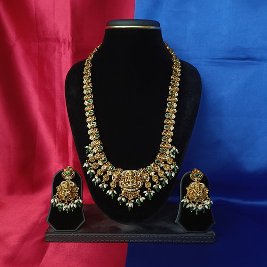 Beautiful Nakshi Long Necklace With Laxmi Idol