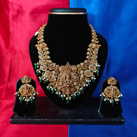 Beautiful Nakshi Short Necklace With Laxmi Idol