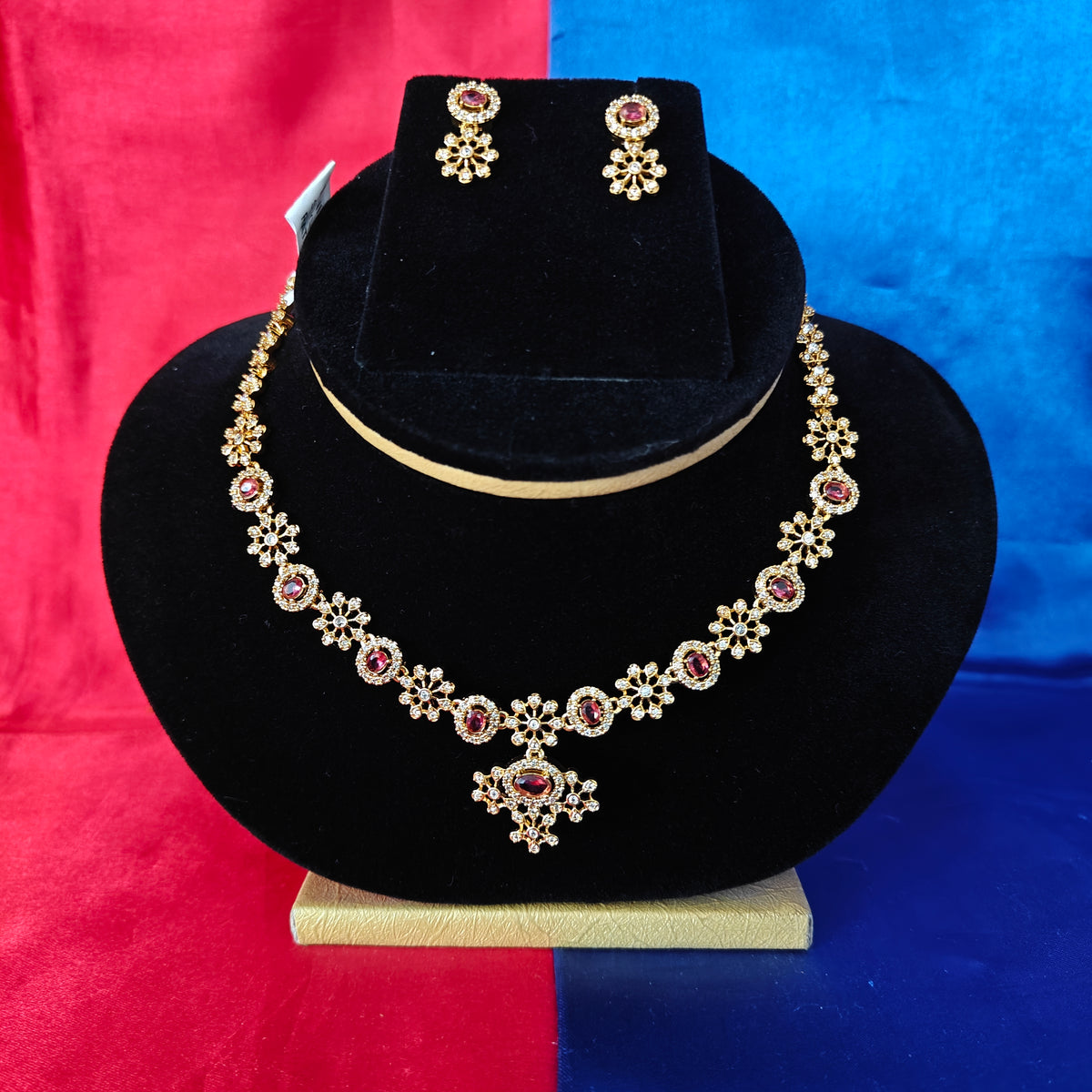 Beautiful Mini Haaram In Maroon Stone