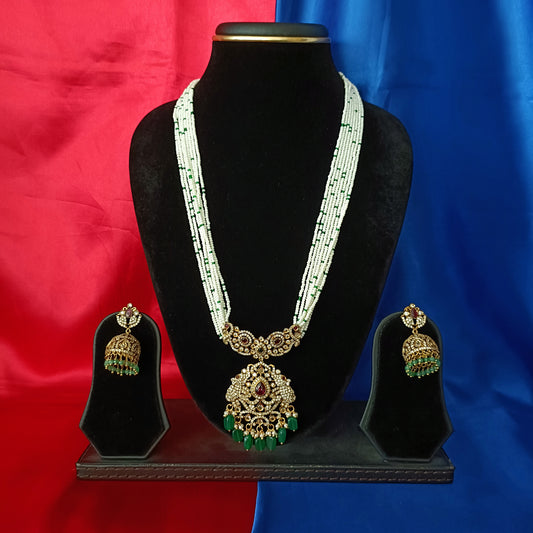 Beautiful Moti Mala In Green Beads
