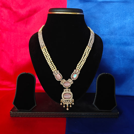 Beautiful Honex Necklace In Baby Pink Stone