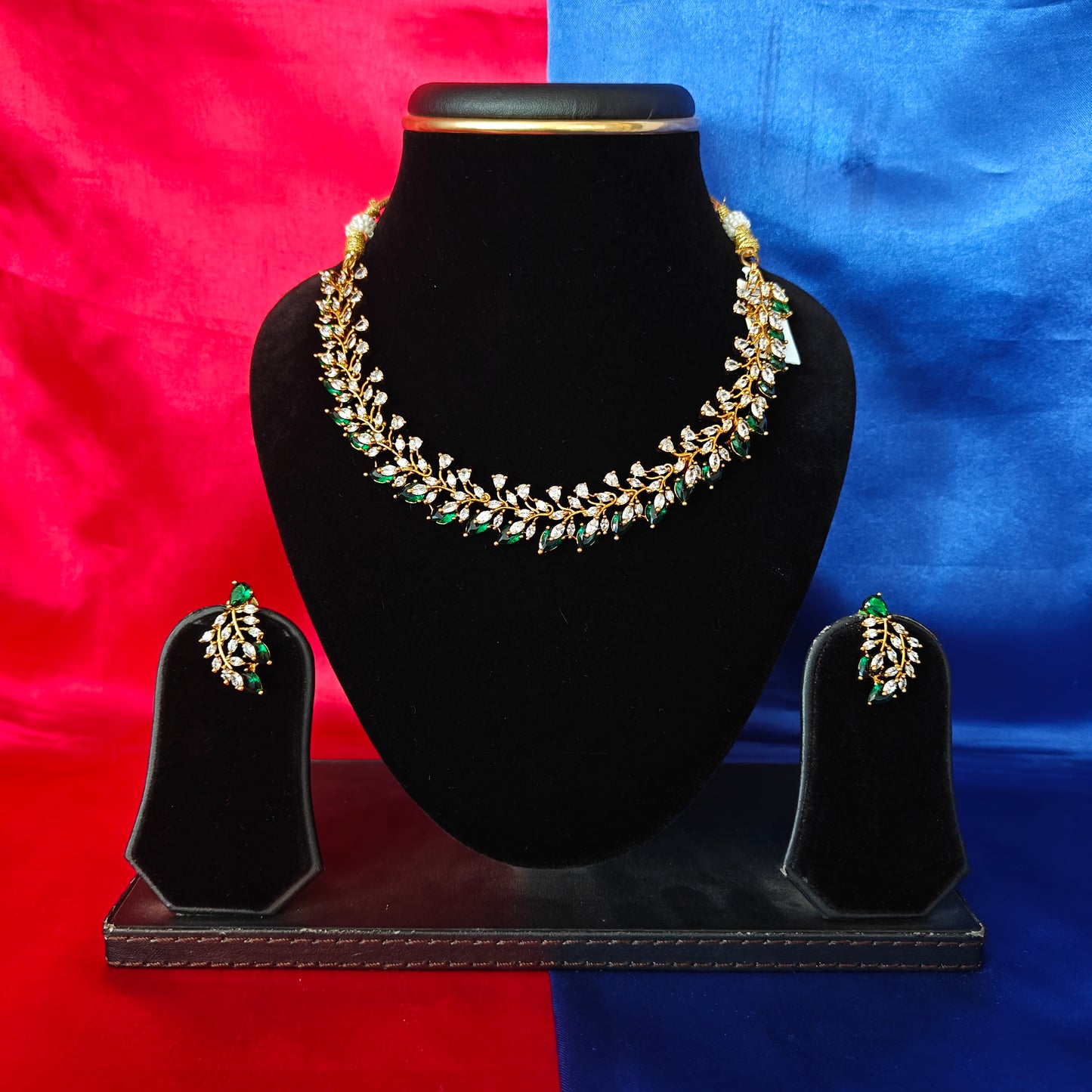 Elegant Mini Haaram In Green Stone