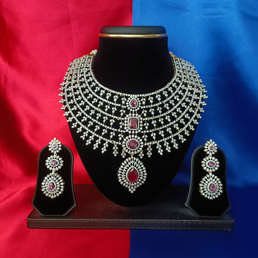 Beautiful GJ Bridal Necklace In Ruby Stone