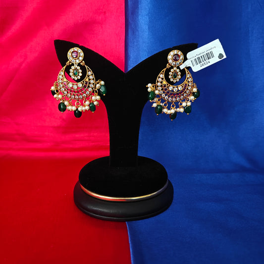 Beautiful Jadau Kundan Chandbali Earrings