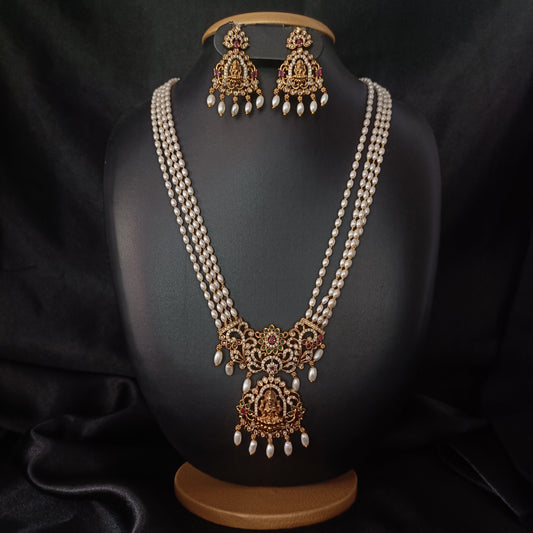 Simple Nakshi Laxmi Idol Pearls Maala