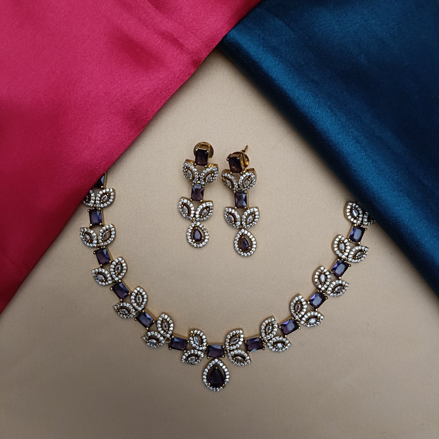 Elegant Victorian Mini Haaram In Purple Stone