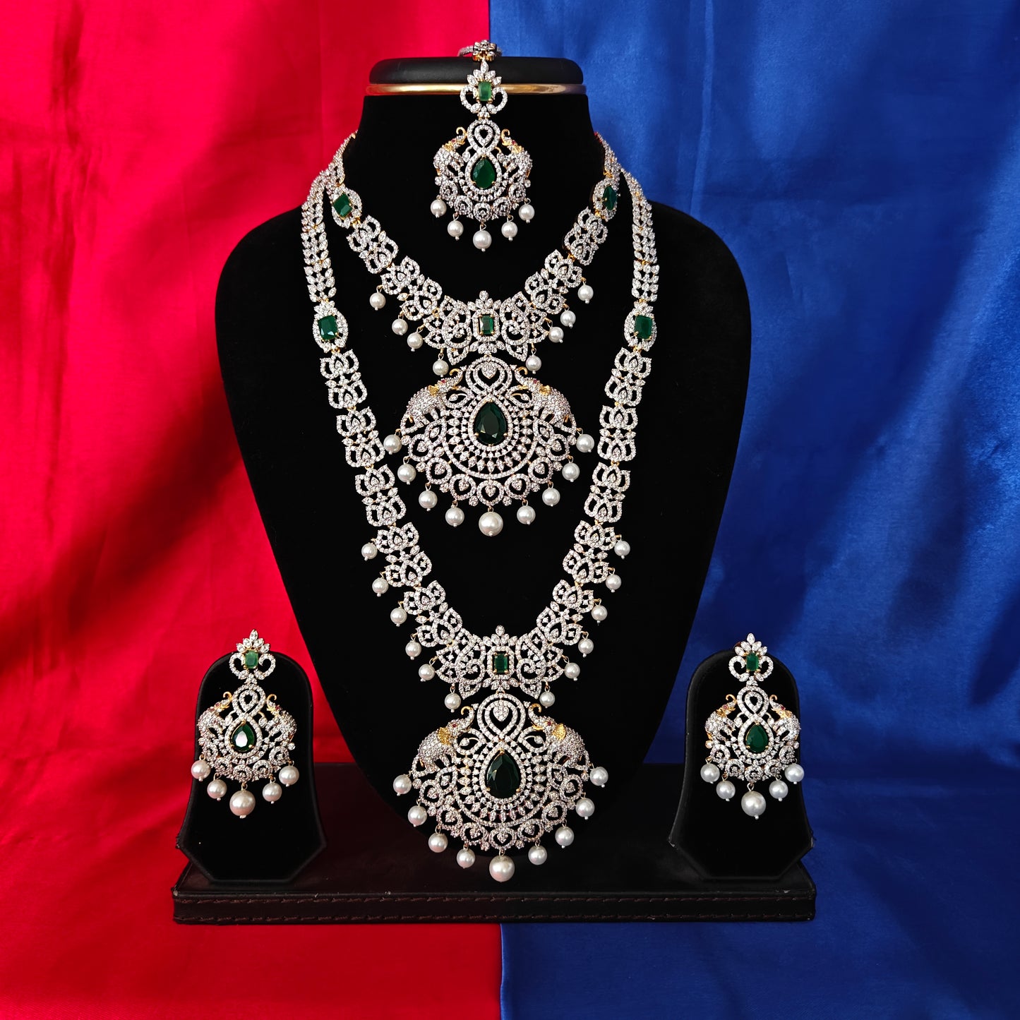 Elegant GJ Combo Set In Green Stone