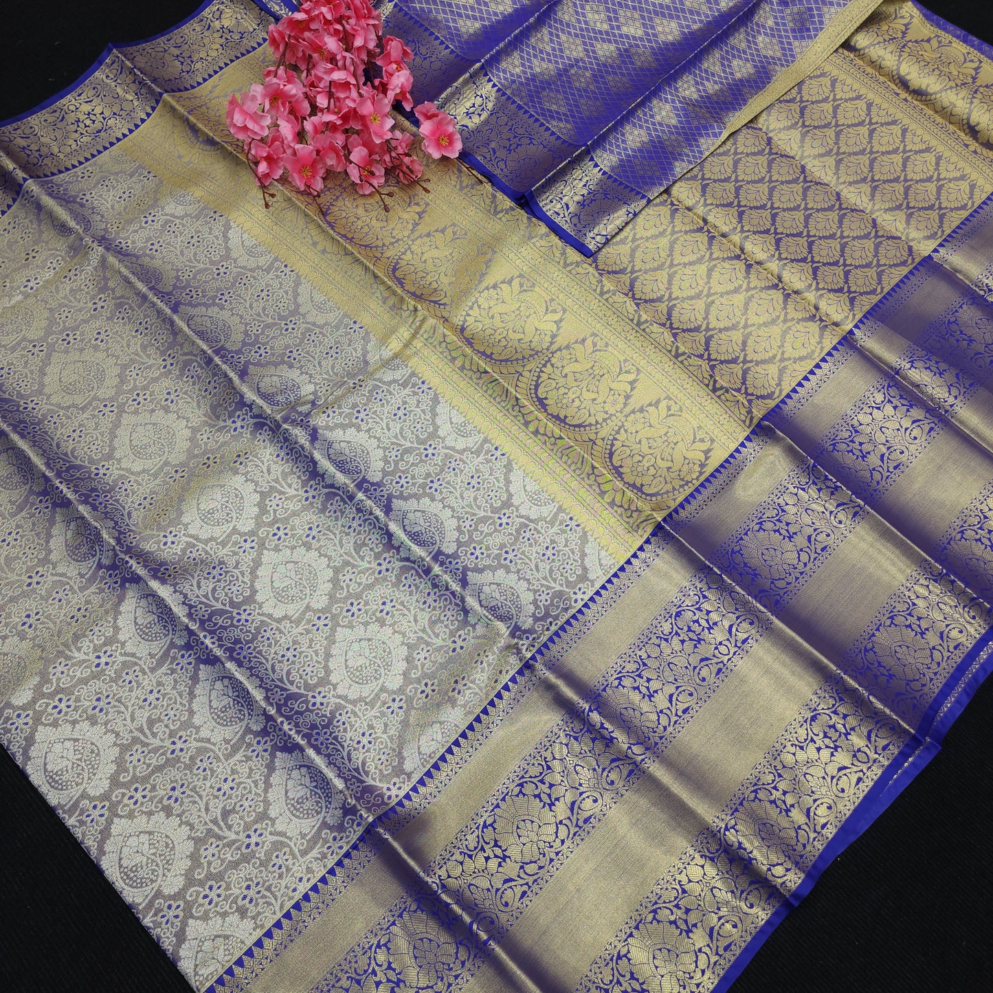 ✨️Semi Kanchi Pattu One Gram Gold Saree💫
