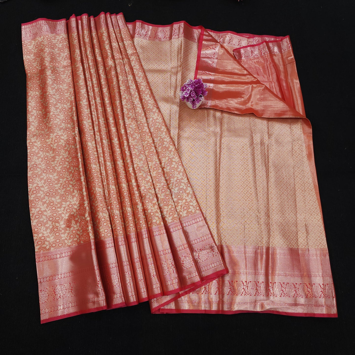 ✨️Semi Kanchi Pattu One Gram Gold Saree💫