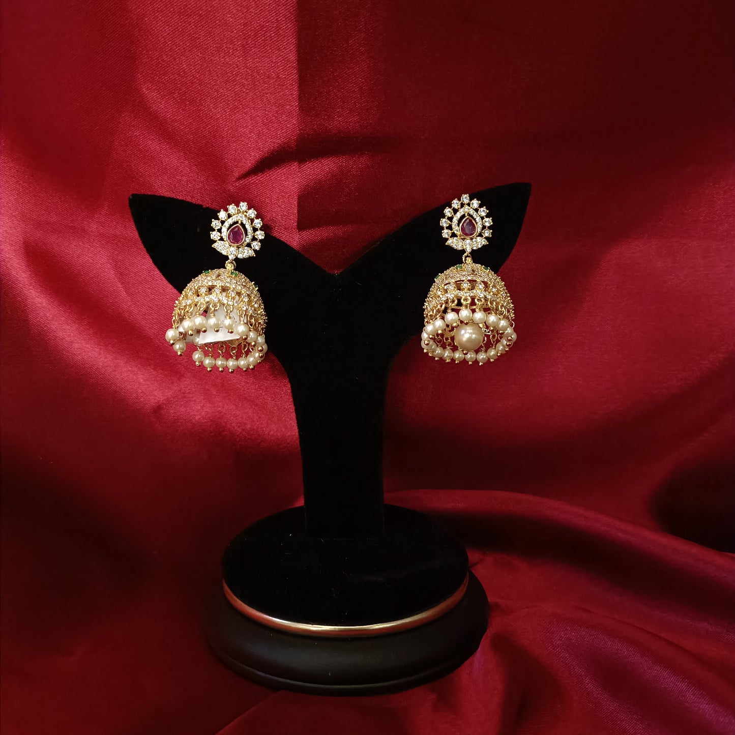 Beautiful Ruby Jhumkas