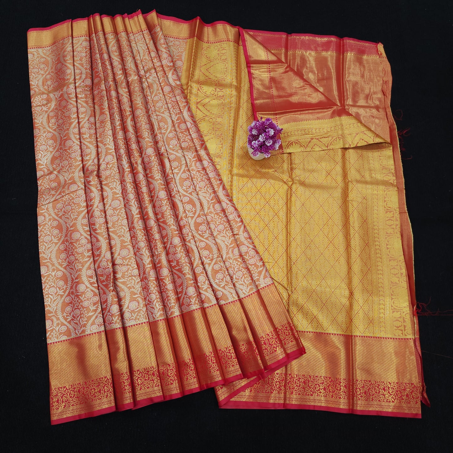 ✨️Semi Kanchi Pattu One Gram Gold Saree💫