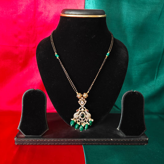 Beautiful Black Beads Short In Baby Pink Beads