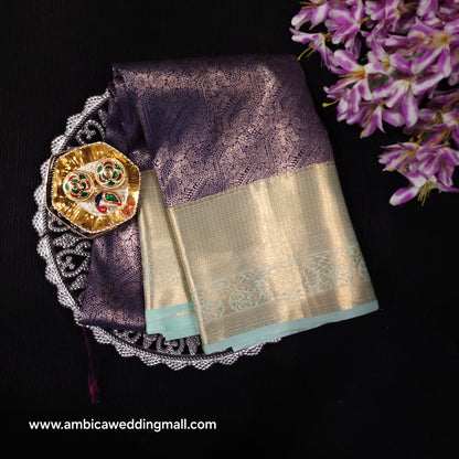 Resham Kanchi Pattu Contrast Border Saree