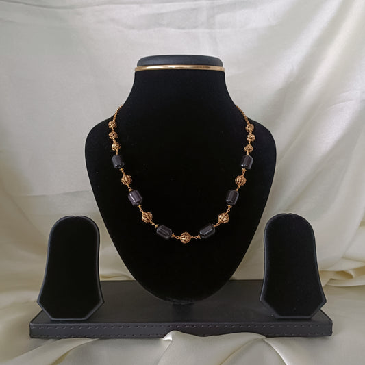 Trendy Black Colour Beads Necklace