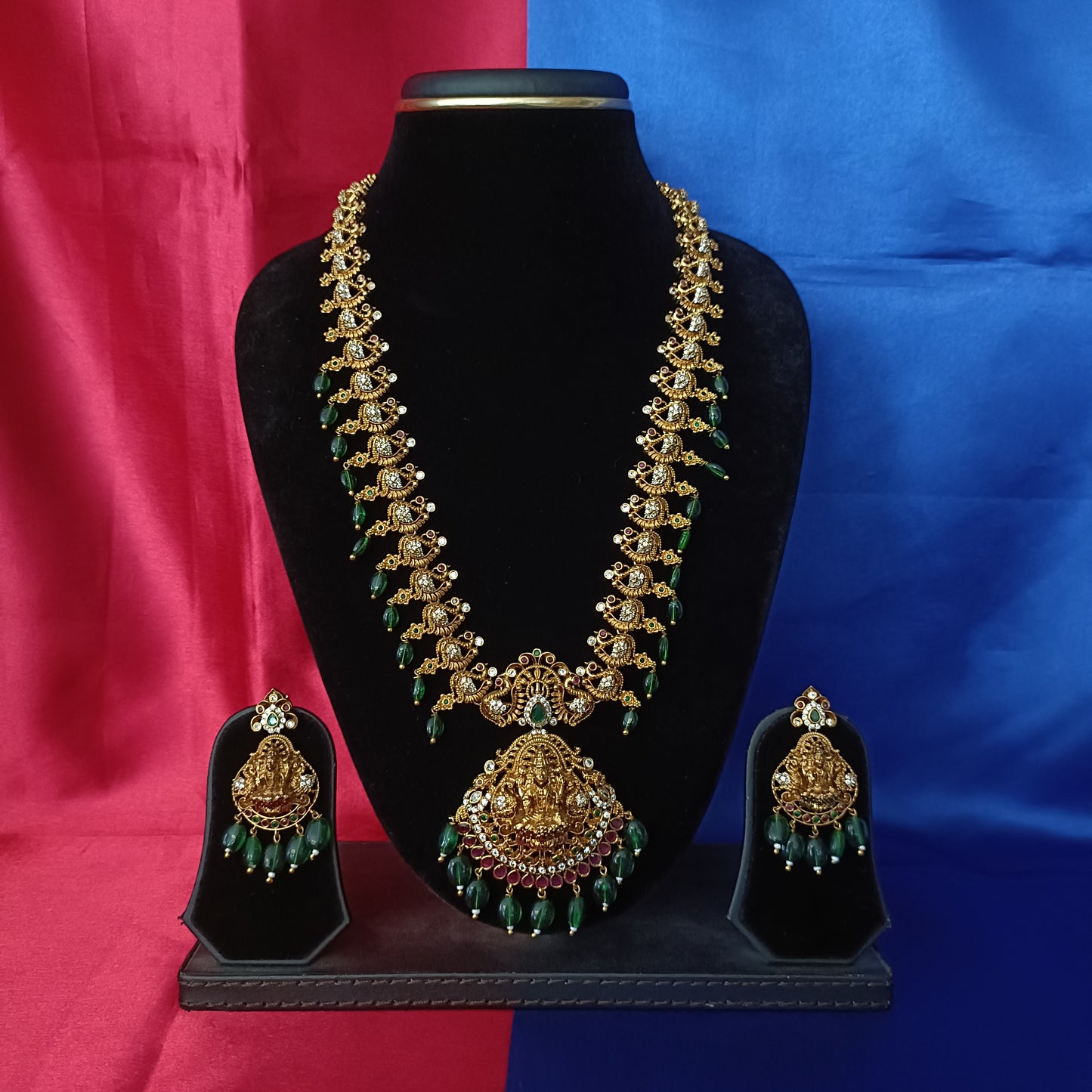 Beautiful Nakshi Long Necklace With Laxmi Idol