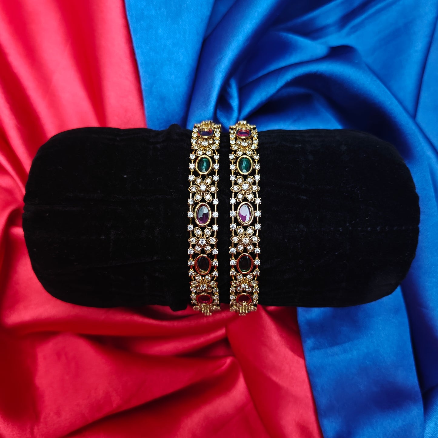 Beautiful Nakshi Bangle In Multi Colour Stone