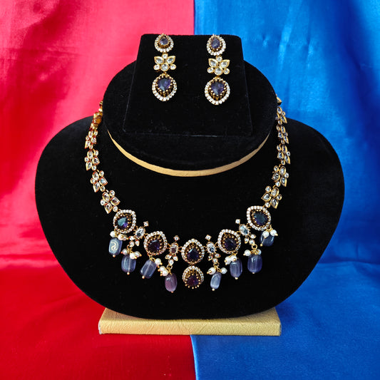 Beautiful Mini Haaram In Purple Stone