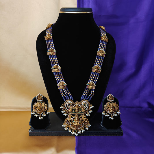 Beautiful Purple Coloured Honex Necklace With Laxmi Idol - Ambica Wedding Mall