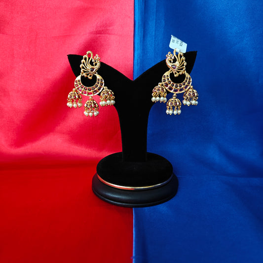 Beautiful Chandbali Earring In Ruby Stone