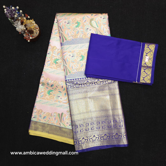 Buy Stunning Kanchi pattu mix L Kalamkari Lehenga [Free Size]