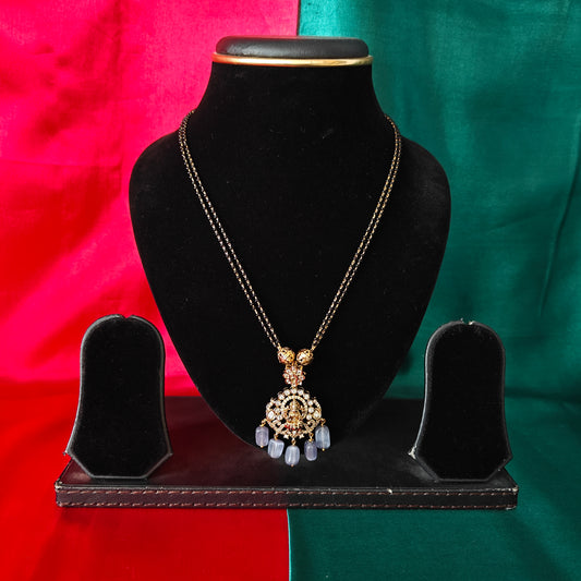 Beautiful Black Beads Short In Purple Beads