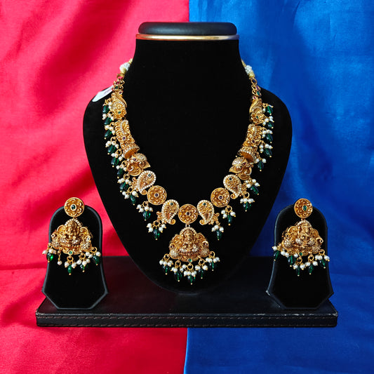 Beautiful Nakshi Short Necklace With Laxmi Idol