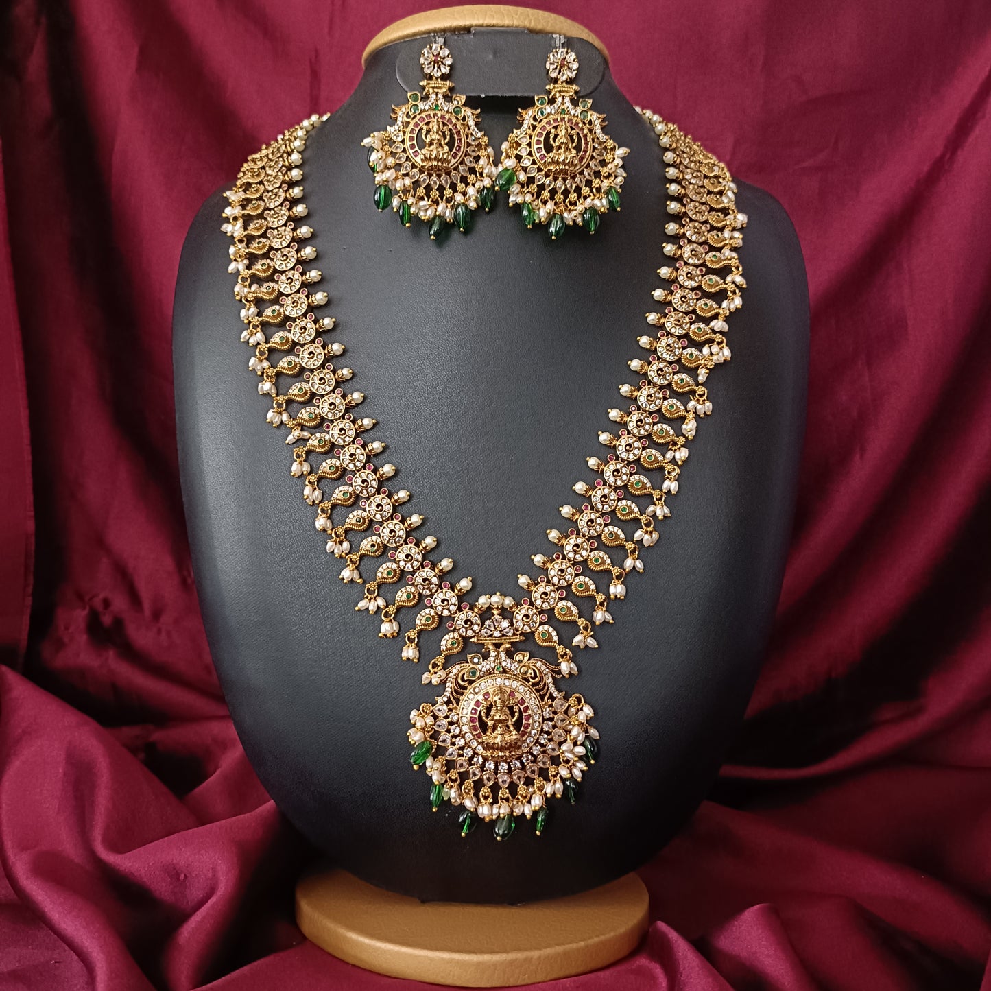 Beautiful Nakshi Long Haaram With Monalisa Beads