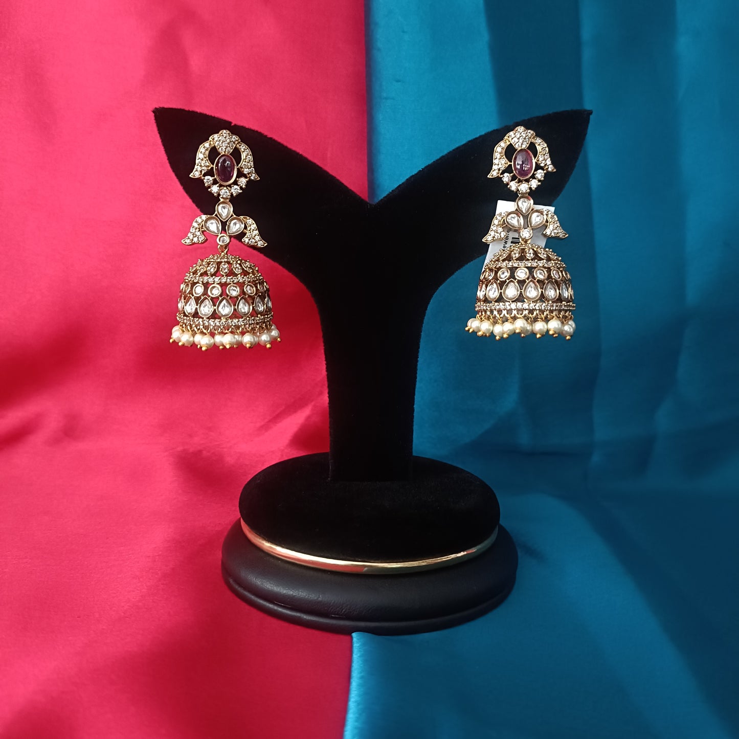 Beautiful Victorian Jhumki In Ruby Stone