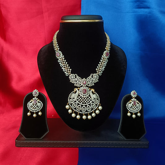 Beautiful GJ Short Necklace In Ruby Stone