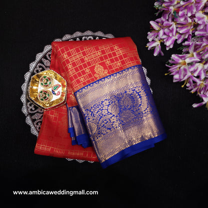 Vintage Checks Kanchi Pattu Trending Saree