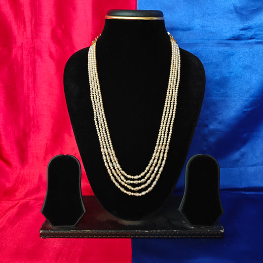 Beautiful Pearls Mala With Golden Peach Coloured Beads