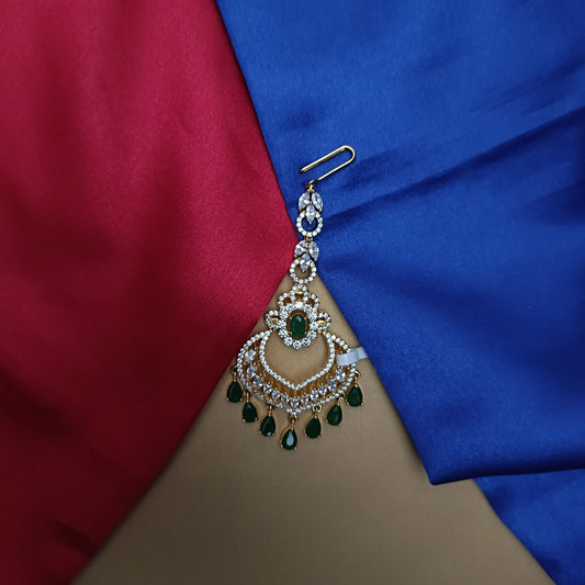 Beautiful CZ Tika In Green Stone