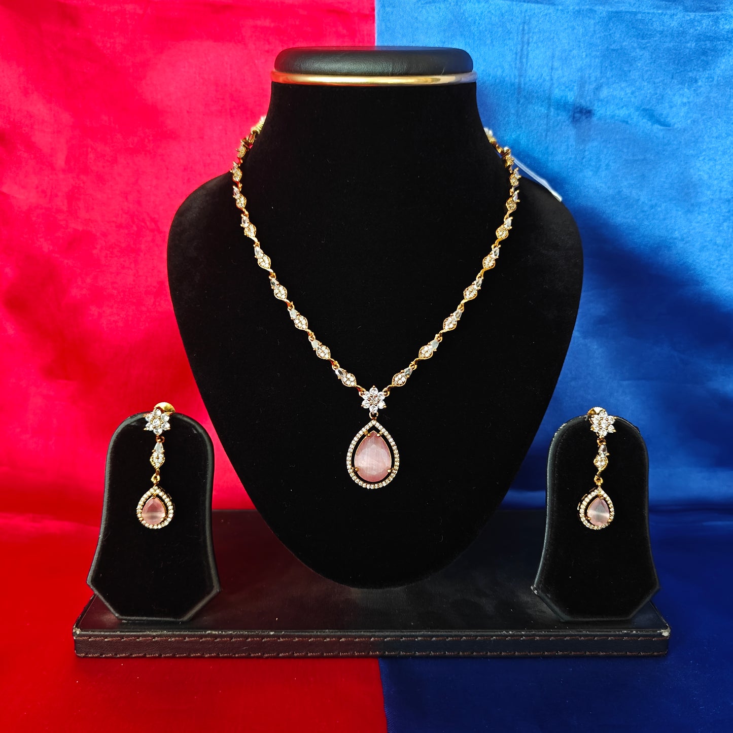 Beautiful Mini Haaram In Baby Pink Stone