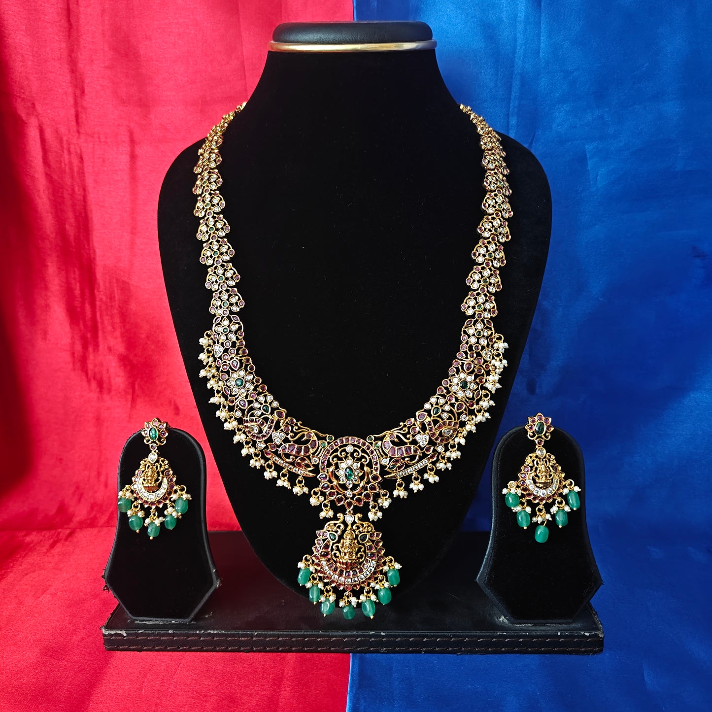 Beautiful Victorian Long Necklace With Laxmi Idol