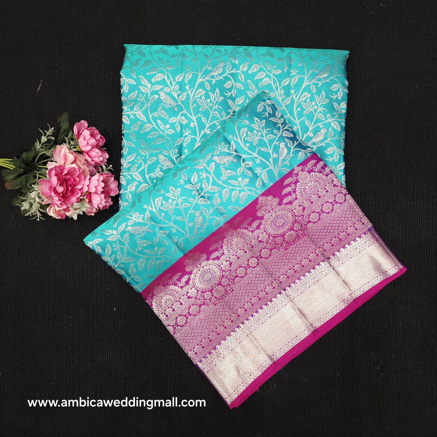 Handloom Pure Resham German Silver Zari Kanchi Pattu Saree