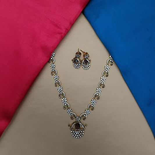 Beautiful Mini Haaram In Purple Stone