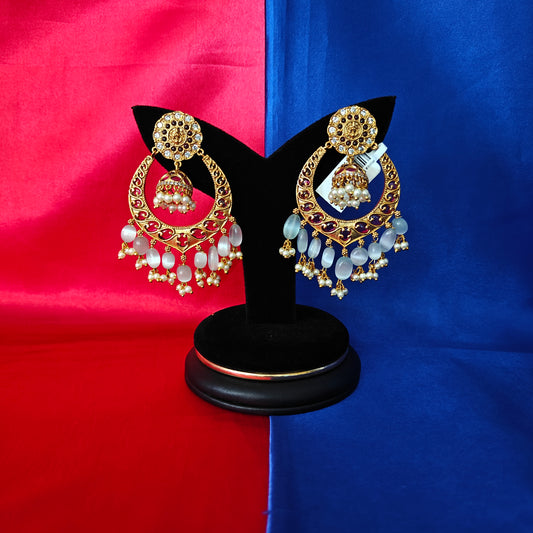 Beautiful Chandbali Earring In Pista Green Stone