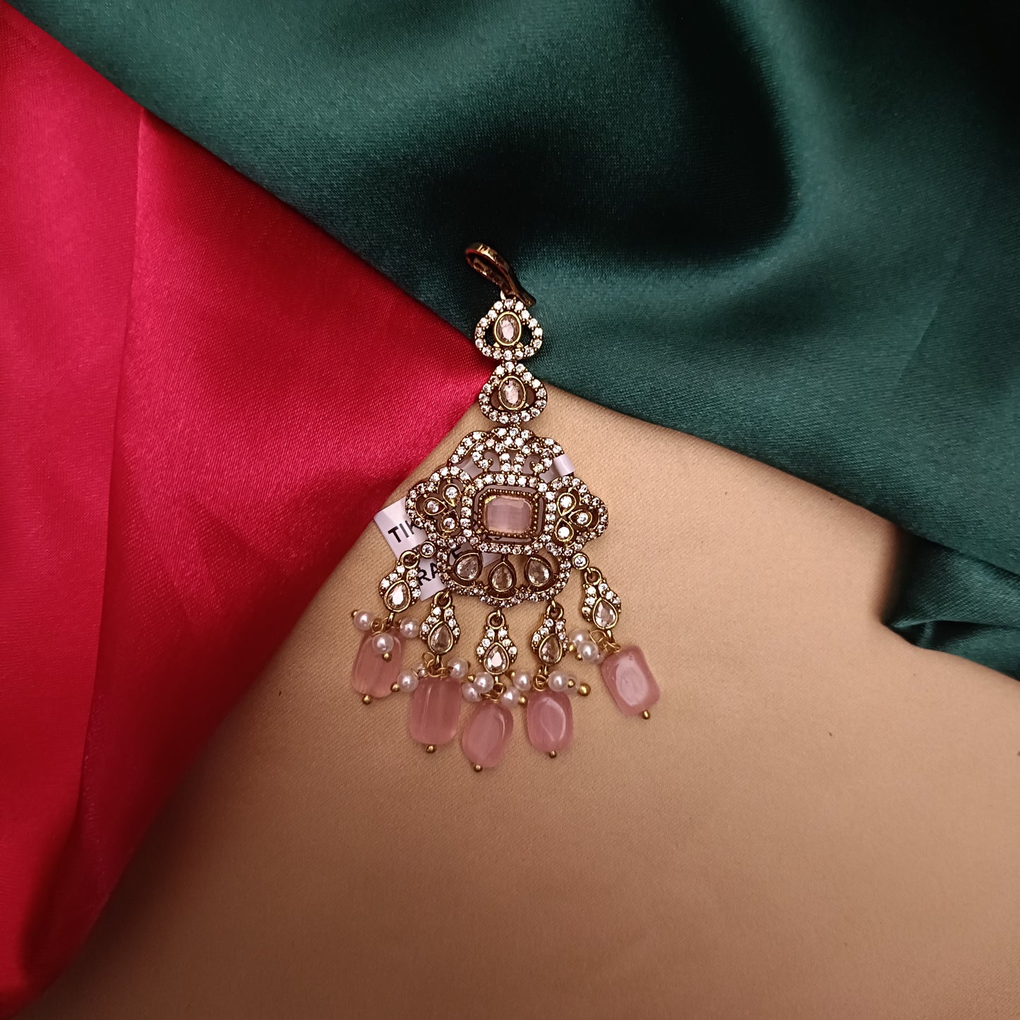 Beautiful Victorian Tika In Baby Pink Beads