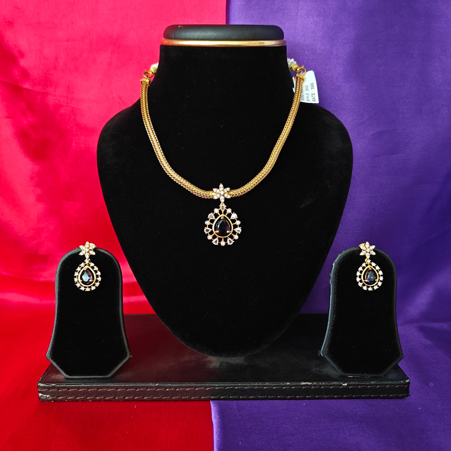 Beautiful Simple Non Necklace In Purple Stone